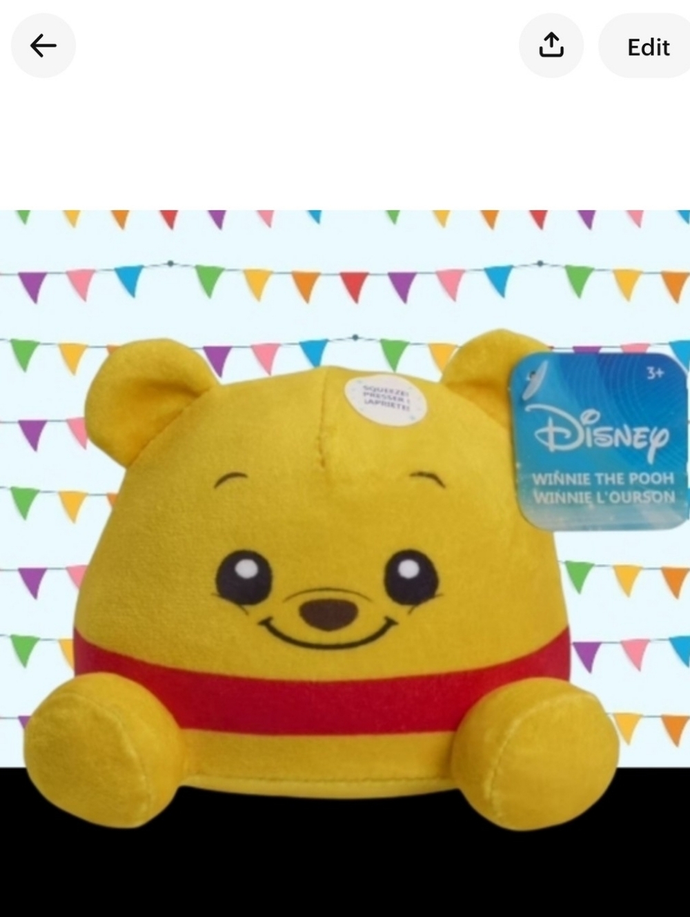 New Disney Winnie the Pooh Weighted  New 5" Squeezable. Sensory Toy